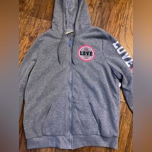 Gray fluffy love sweatshirt